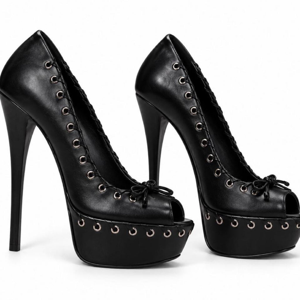 Vintage Stuart Weitzman Whippet Platform Heels - Black, Size 9.5