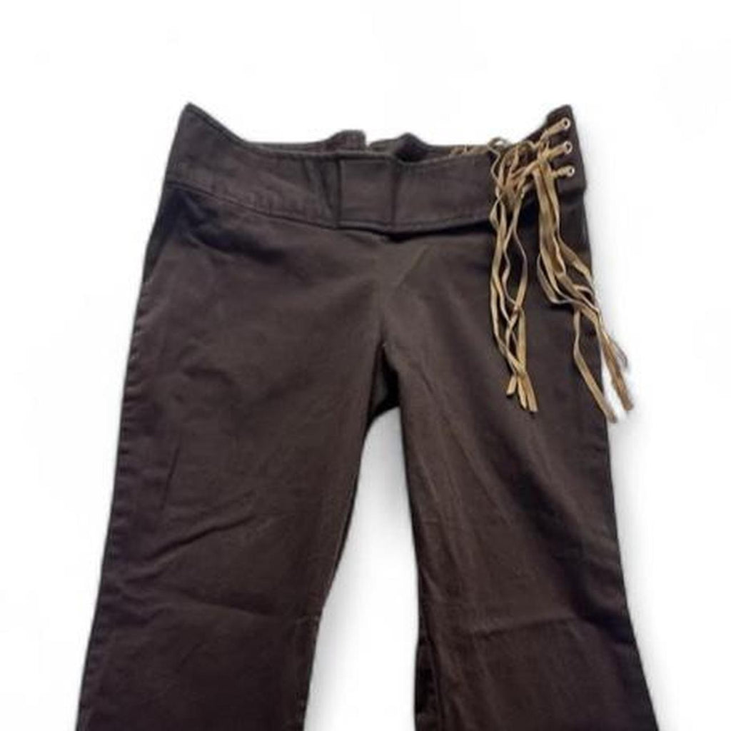 Medium low waist cotton brown 70s super pant flare