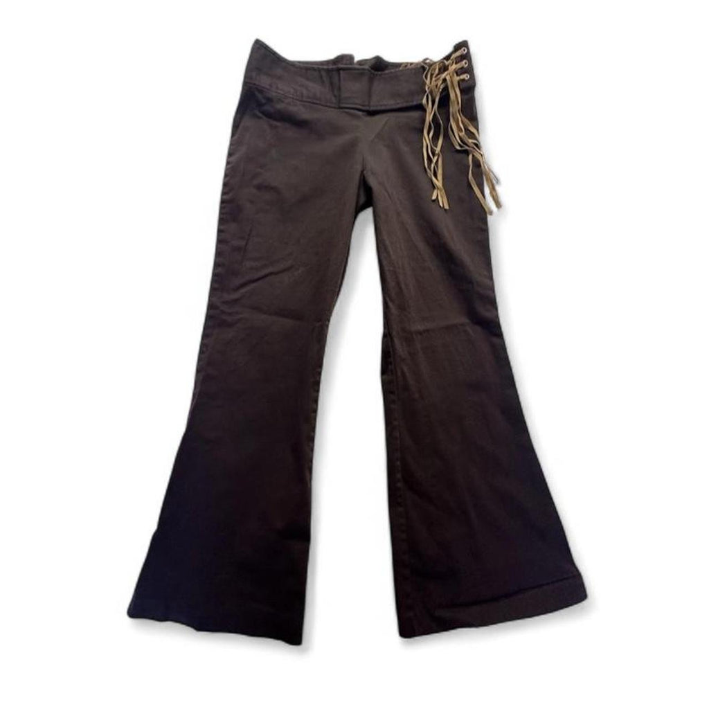 Medium low waist cotton brown 70s super pant flare