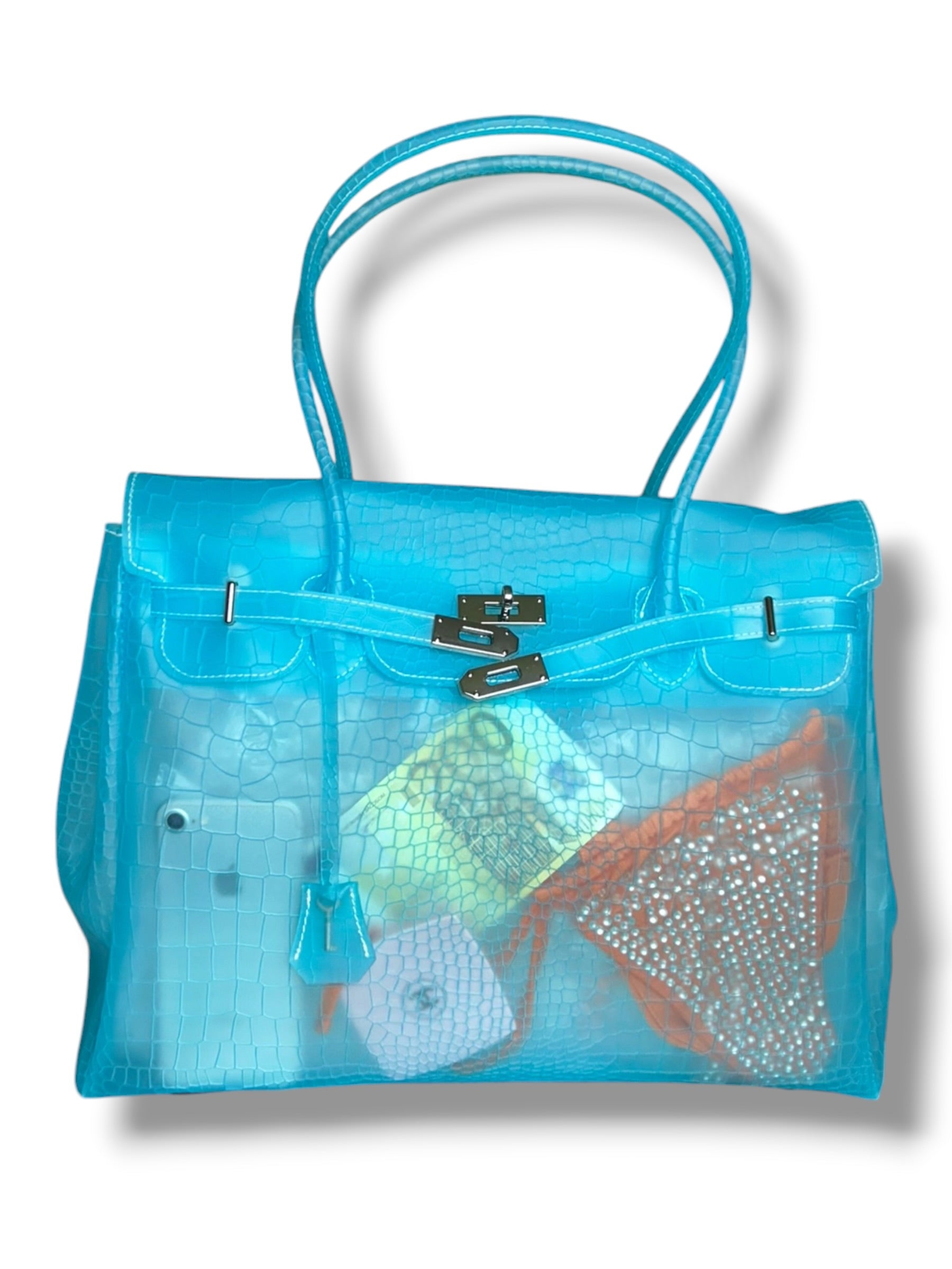 CARIBBEAN BLUE CROC JELLY BAG
