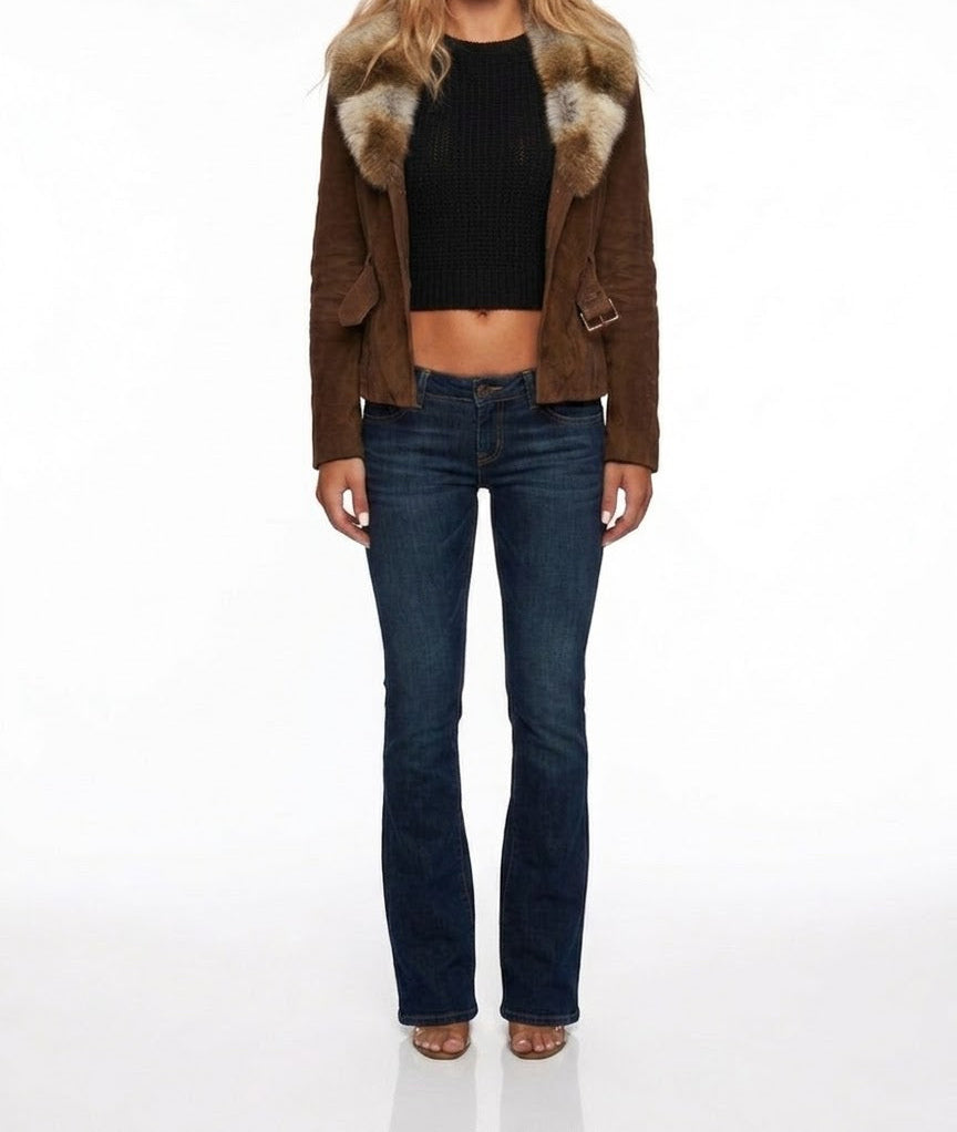 Cache vintage rabbit fur suede coat