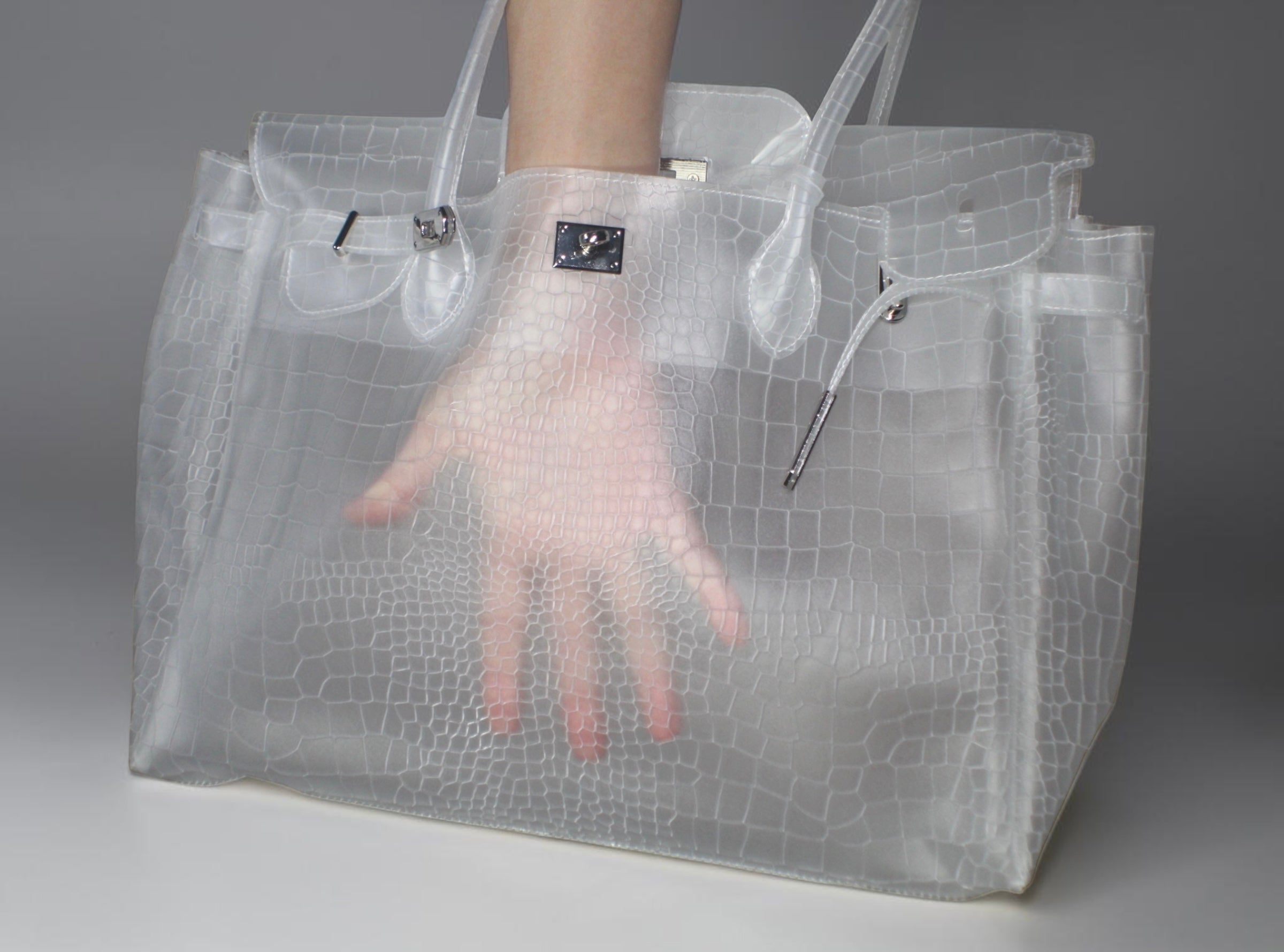 TRANSPARENT CROCODILE JELLY FIRKIN BAG