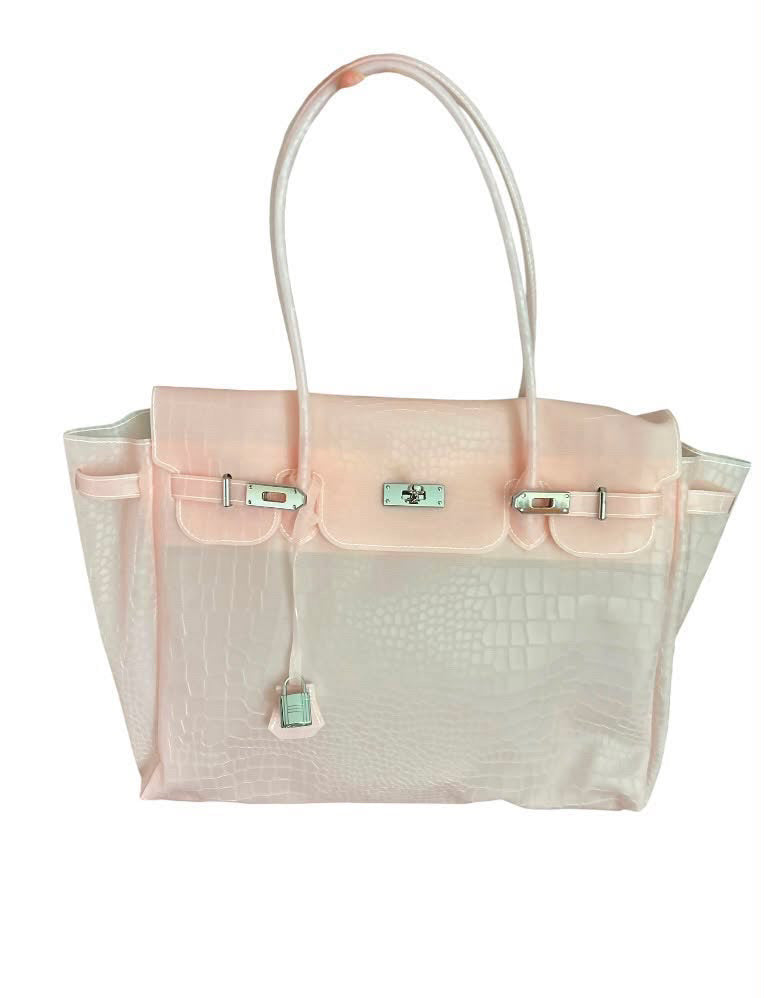 BLUSH PINK CROC JELLY BAG