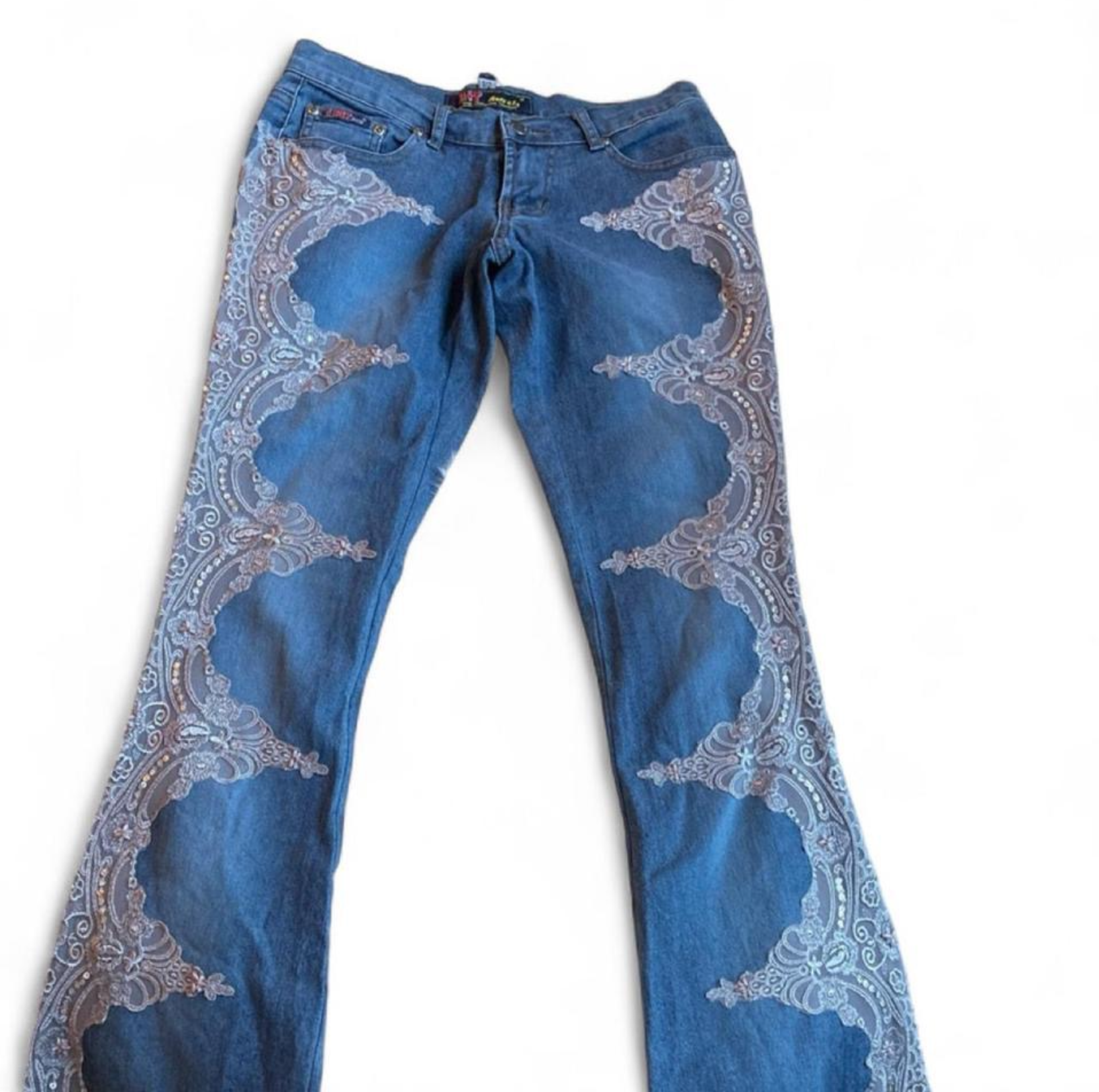 Y2k size 2 Sequin lace side jeans