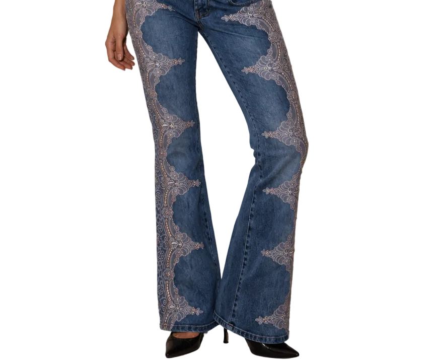 Y2k size 2 Sequin lace side jeans