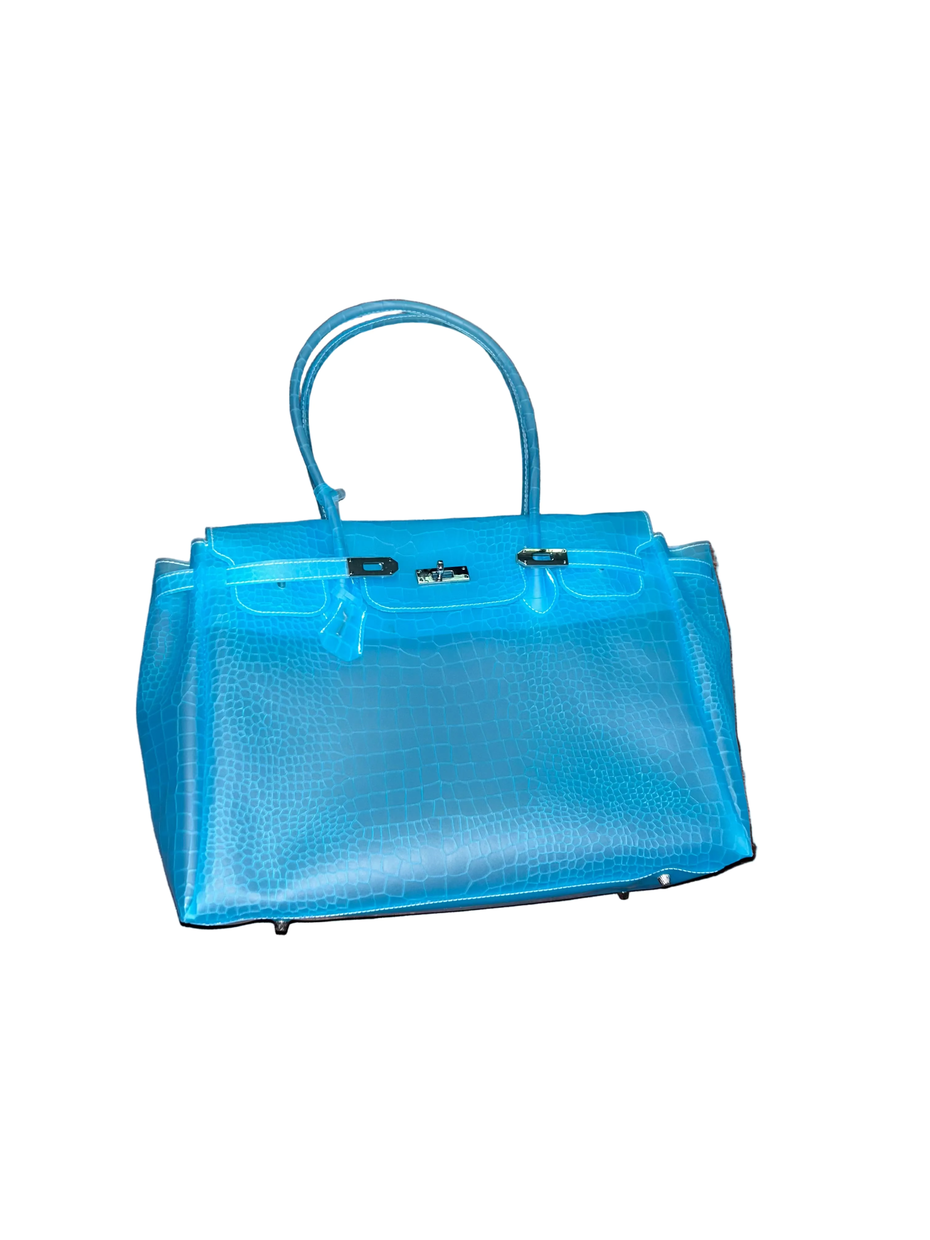 CARIBBEAN BLUE CROCODILE JELLY FIRKIN BAG
