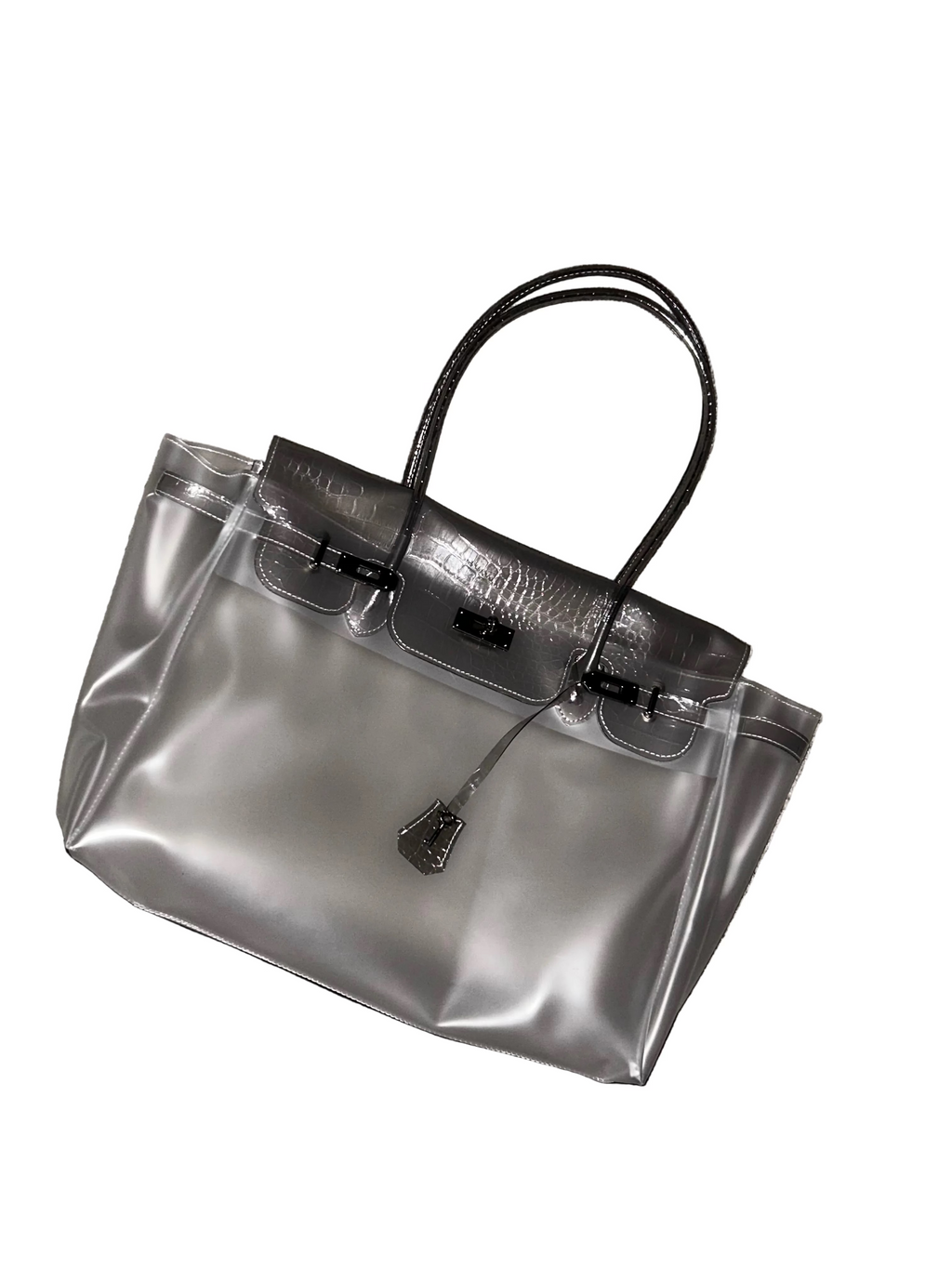 OMBRÉ GREY CROCODILE JELLY FIRKIN BAG