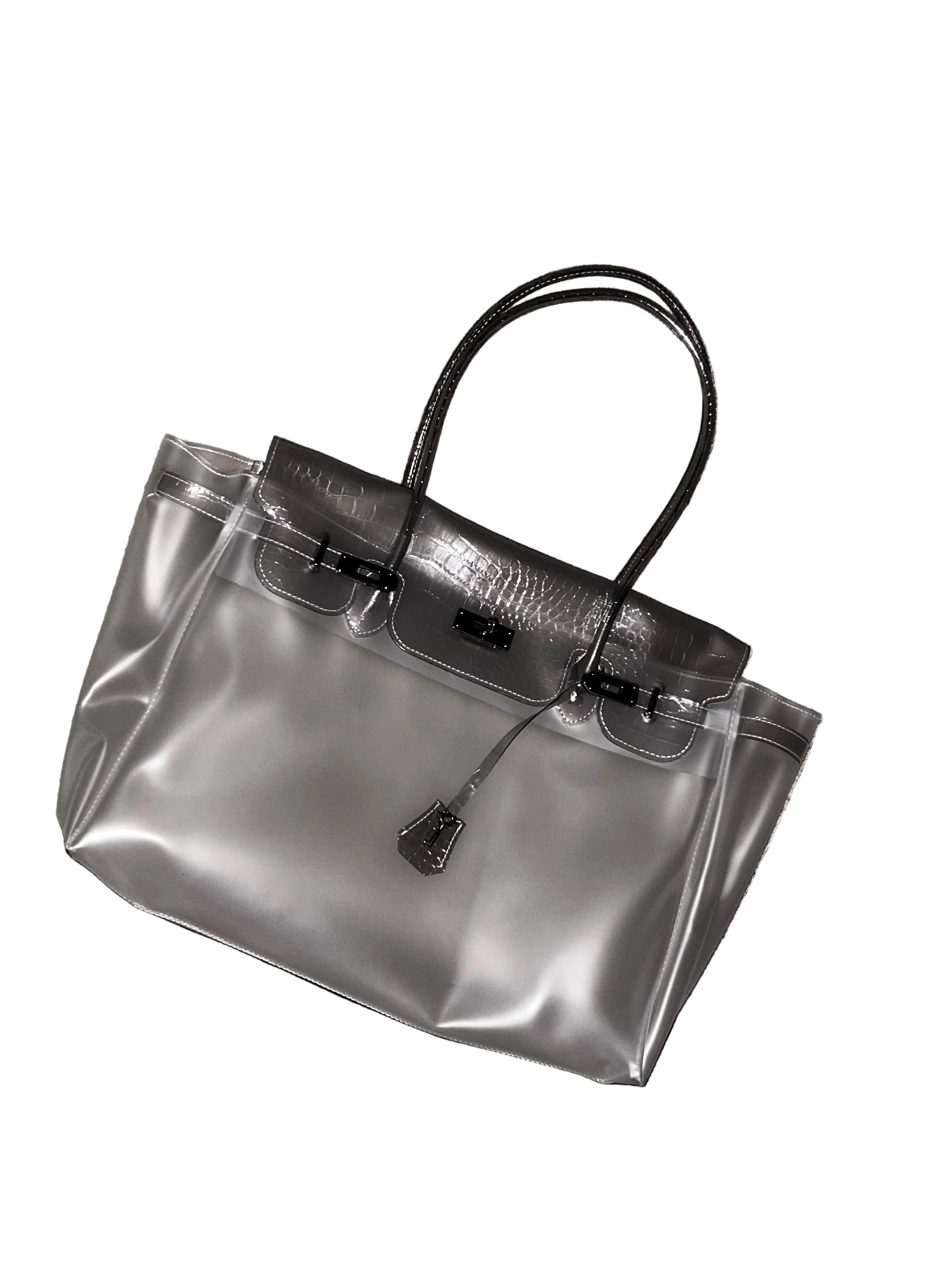 OMBRÉ GREY CROCODILE JELLY FIRKIN BAG