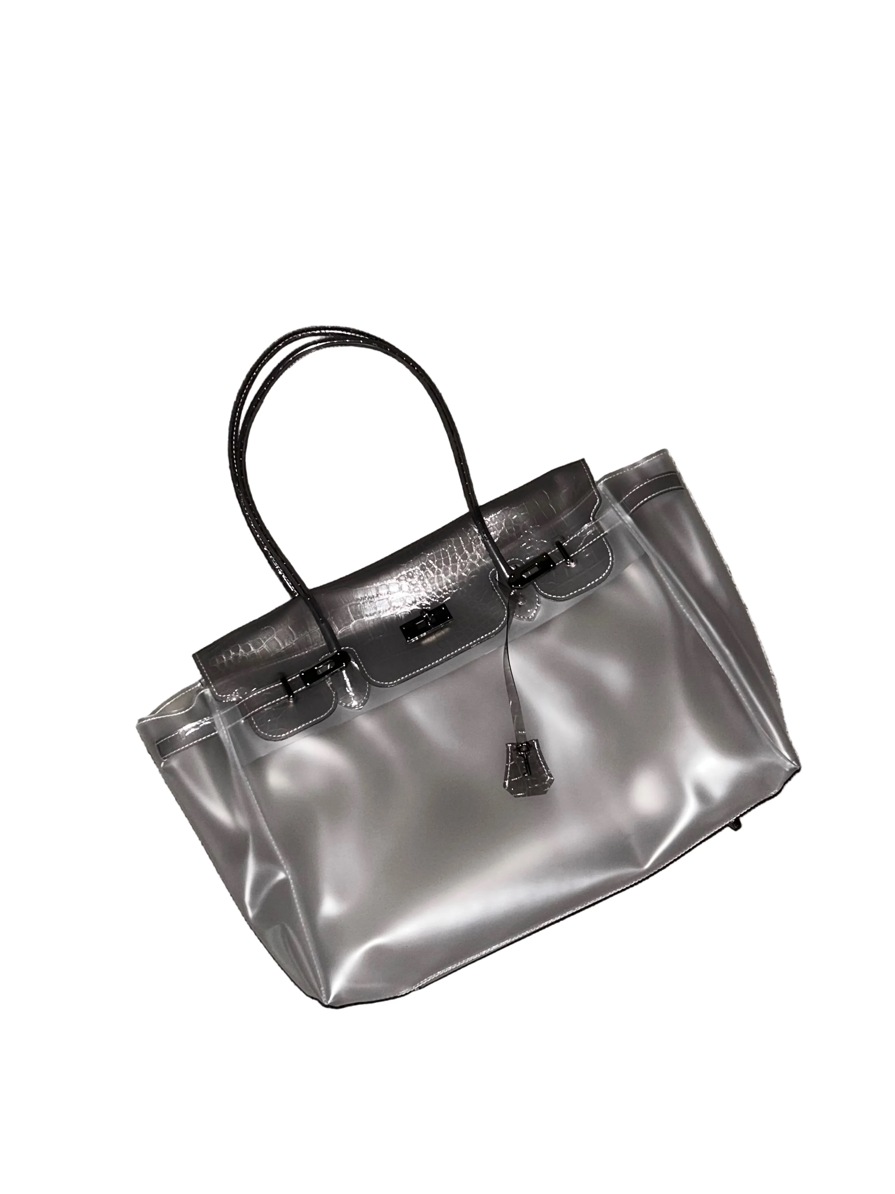 OMBRÉ GREY CROCODILE JELLY FIRKIN BAG