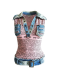 Magazine newspaper Jean top with belt