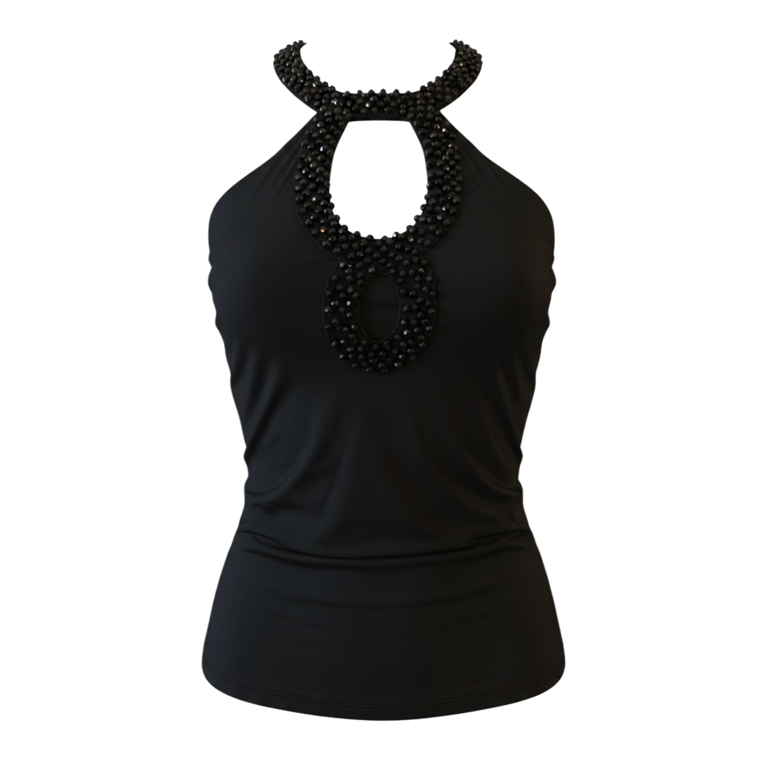 Vintage sparkle loop cutout beaded top