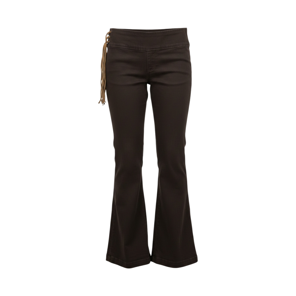 Medium low waist cotton brown 70s super pant flare