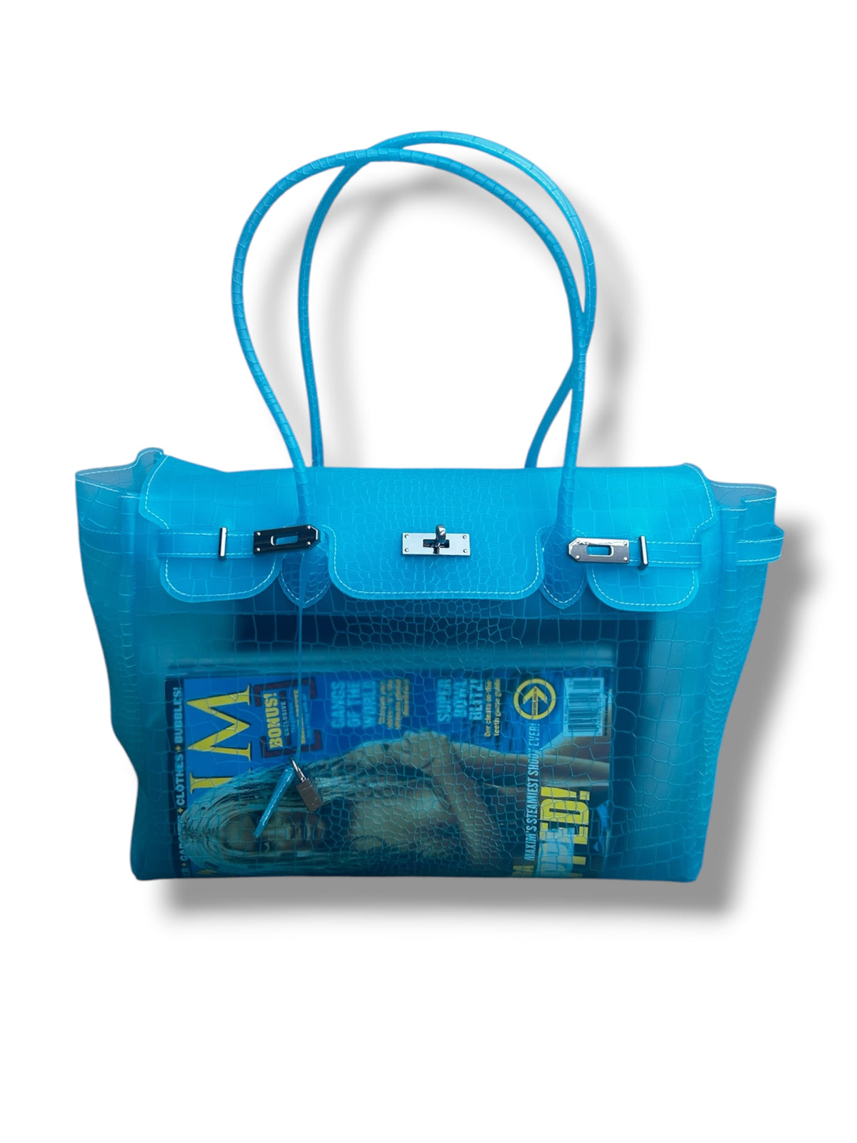CARIBBEAN BLUE CROCODILE JELLY BAG