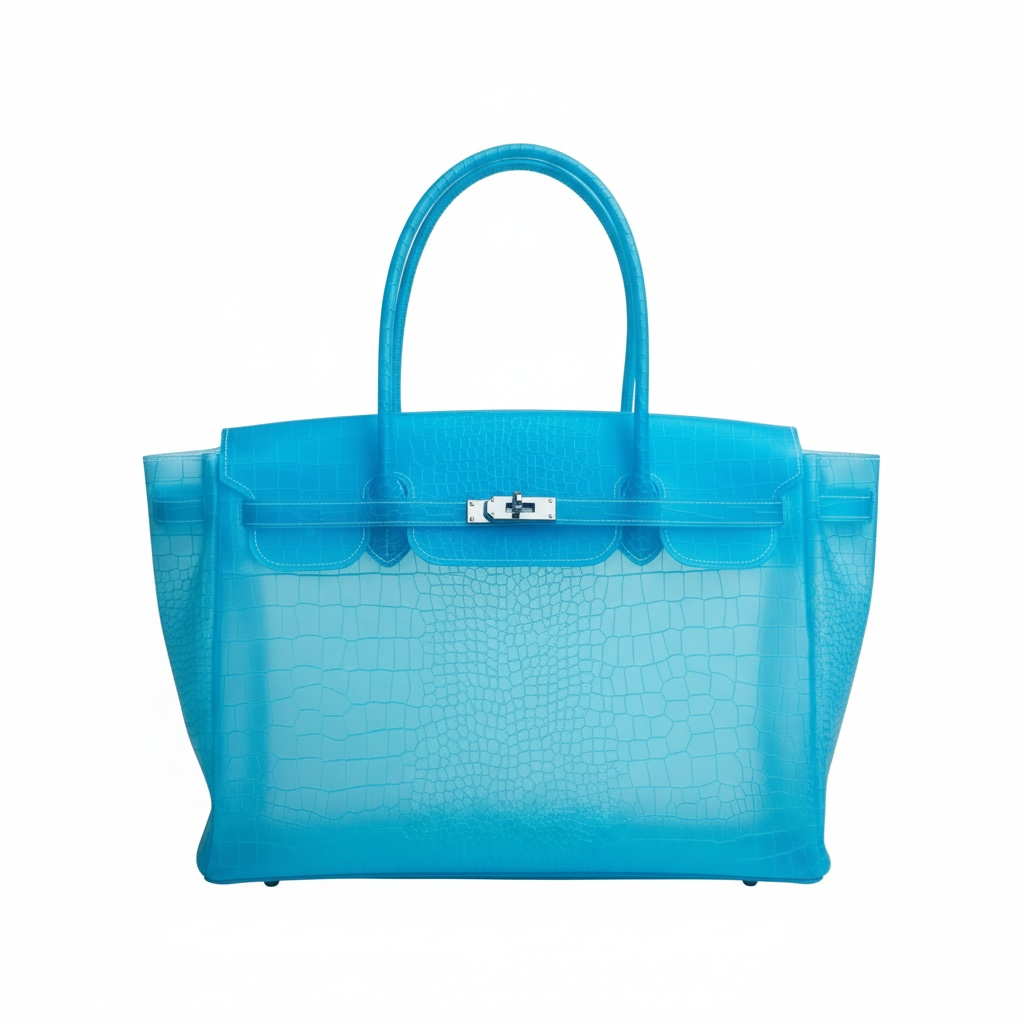CARIBBEAN BLUE CROCODILE JELLY BAG