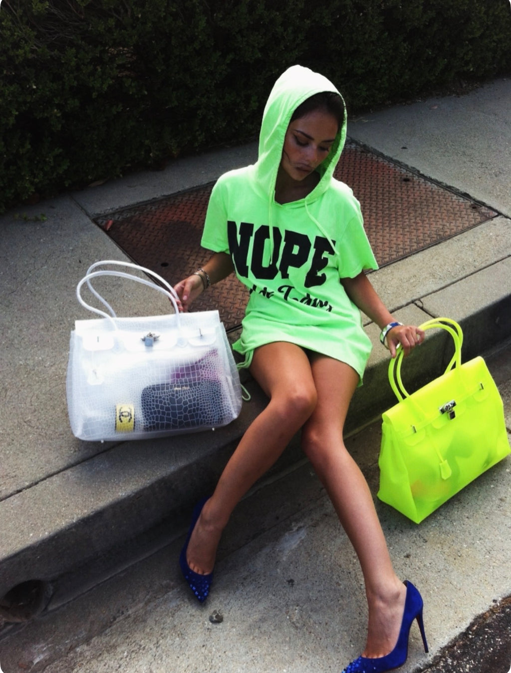 NEON LIME JELLY FIRKIN BAG