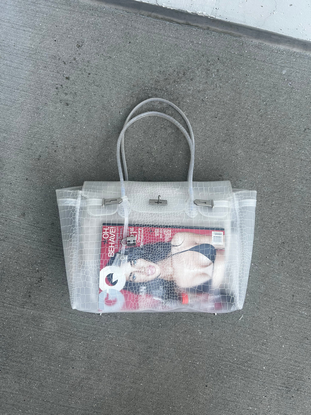 LOW STOCK - TRANSPARENT CROCODILE JELLY BAG