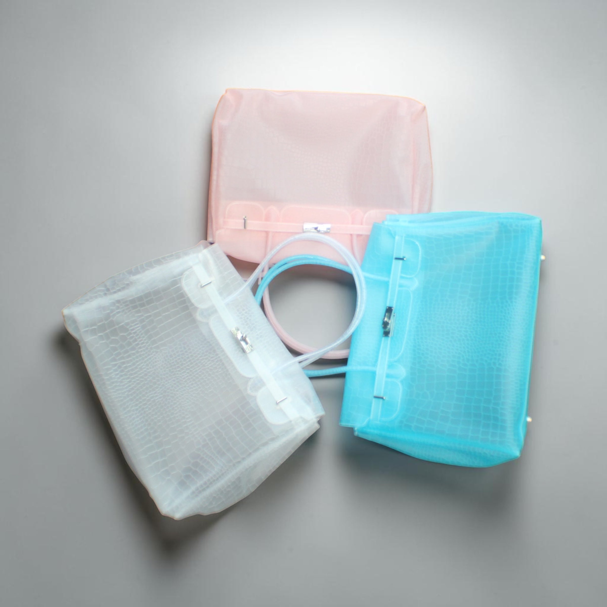 CARIBBEAN BLUE CROCODILE JELLY FIRKIN BAG