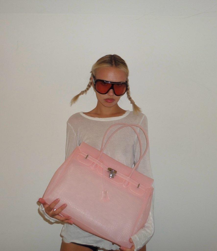 BLUSH PINK CROCODILE JELLY FIRKIN BAG